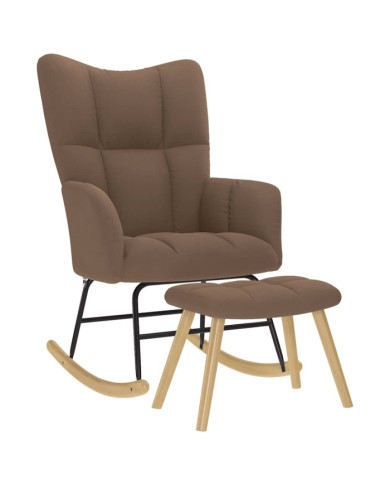 Chaise à bascule avec repose-pied Marron Tissu | Mobilier & Déco