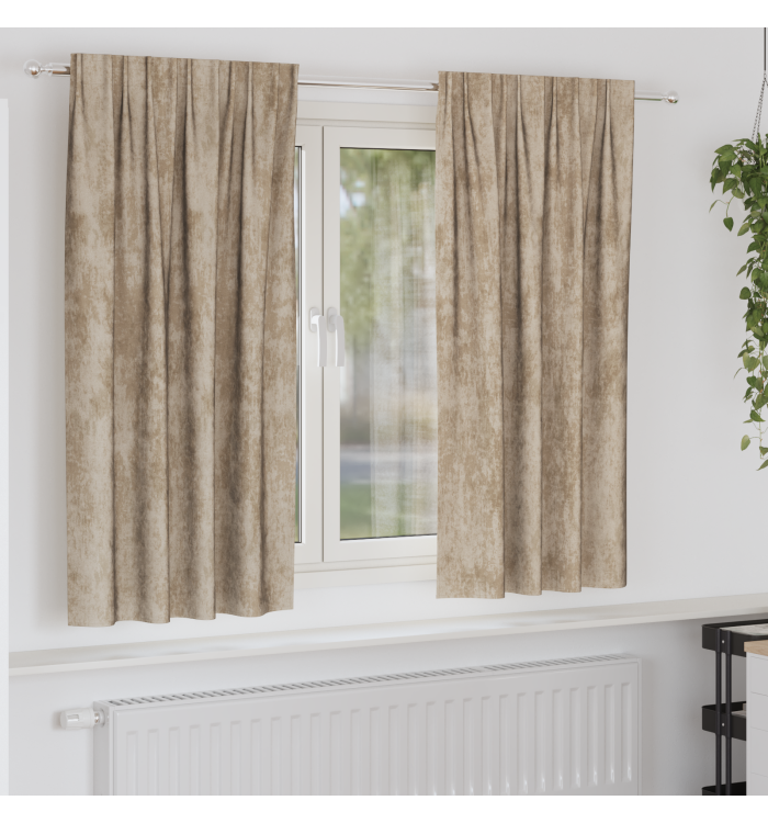 Rideaux en velours 2 pcs avec œillets Champagne 175x140 cm | Mobilier & Déco