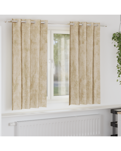 Rideaux en velours 2 pcs avec œillets crème 175x140 cm | Mobilier & Déco