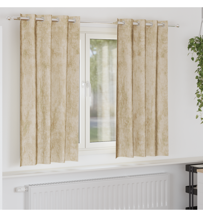 Rideaux en velours 2 pcs avec œillets crème 175x140 cm | Mobilier & Déco