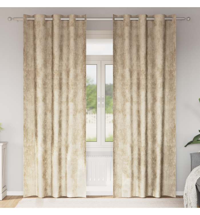 Rideaux en Velours 2 pcs avec Œillets Crème 245x140 cm | Mobilier & Déco