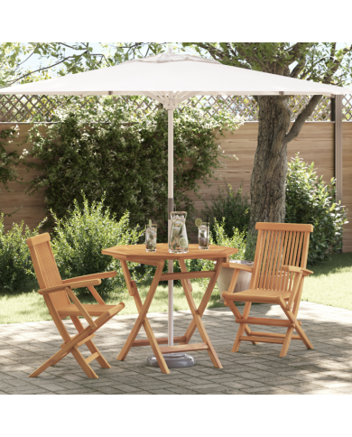 Ensemble Bistro de Jardin Pliable 3 Pièces en Bois Massif d'Acacia | Mobilier & Déco
