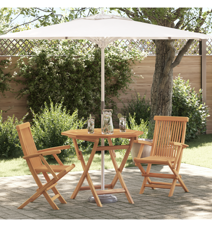 Ensemble Bistro de Jardin Pliable 3 Pièces en Bois Massif d'Acacia | Mobilier & Déco
