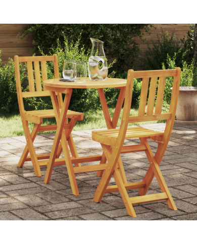 Ensemble Bistro Pliable 3 Pièces en Bois Massif d'Acacia | Mobilier & Déco