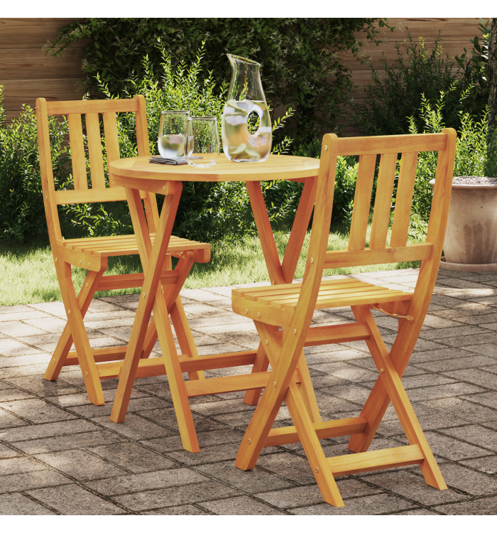 Ensemble Bistro Pliable 3 Pièces en Bois Massif d'Acacia | Mobilier & Déco