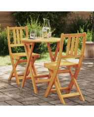 Ensemble Bistro Pliable 3 Pièces en Bois Massif d'Acacia | Mobilier & Déco