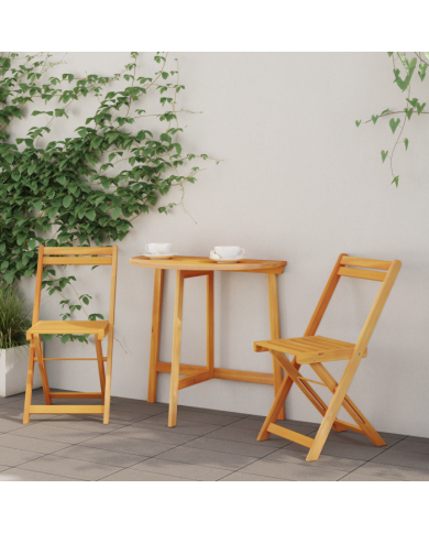 Ensemble Bistro Pliant 3 Pièces en Bois d'Acacia Massif | Mobilier & Déco