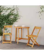 Ensemble Bistro Pliant 3 Pièces en Bois d'Acacia Massif | Mobilier & Déco