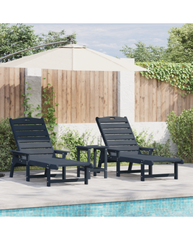 Chaises Longues 2 pcs Bleu Marine 162x53x98,5 cm HDPE | Mobilier & Déco