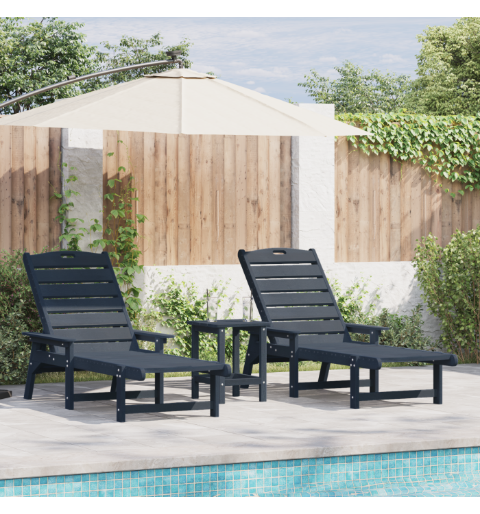 Chaises Longues 2 pcs Bleu Marine 162x53x98,5 cm HDPE | Mobilier & Déco