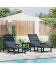 Chaises Longues 2 pcs Bleu Marine 162x53x98,5 cm HDPE | Mobilier & Déco