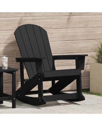 Chaise berçante Adirondack noire 73,5x92x90 cm HDPE | Mobilier & Déco