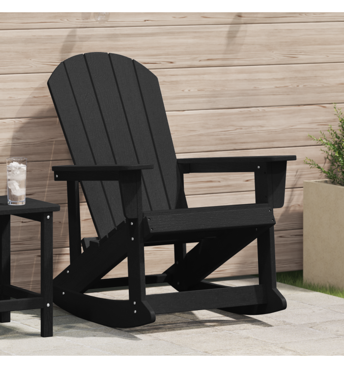 Chaise berçante Adirondack noire 73,5x92x90 cm HDPE | Mobilier & Déco
