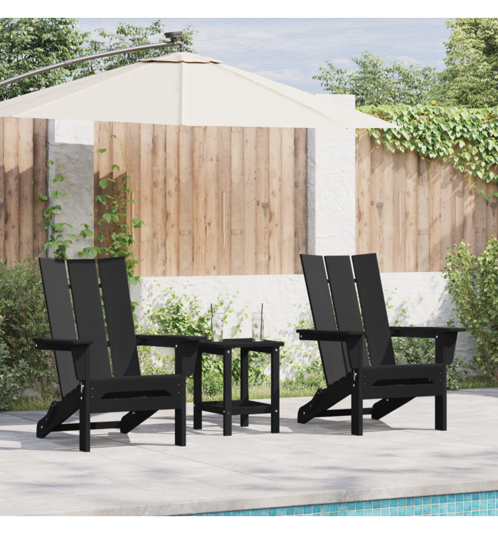 Ensemble de jardin 3 pièces Noir HDPE | Mobilier & Déco