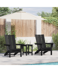 Ensemble de jardin 3 pièces Noir HDPE | Mobilier & Déco