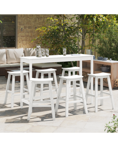 Tabourets de bar 9 pcs Blanc HDPE | Mobilier & Déco
