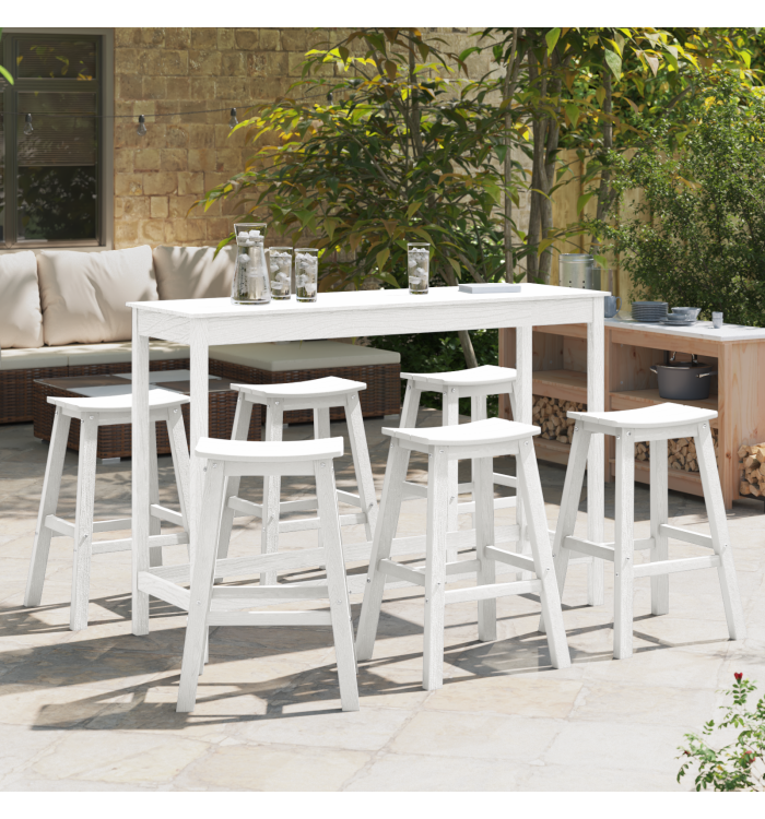 Tabourets de bar 9 pcs Blanc HDPE | Mobilier & Déco