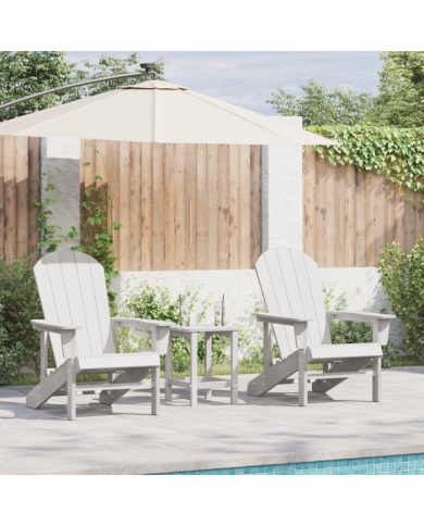 Ensemble de jardin 3 pièces blanc HDPE | Mobilier & Déco