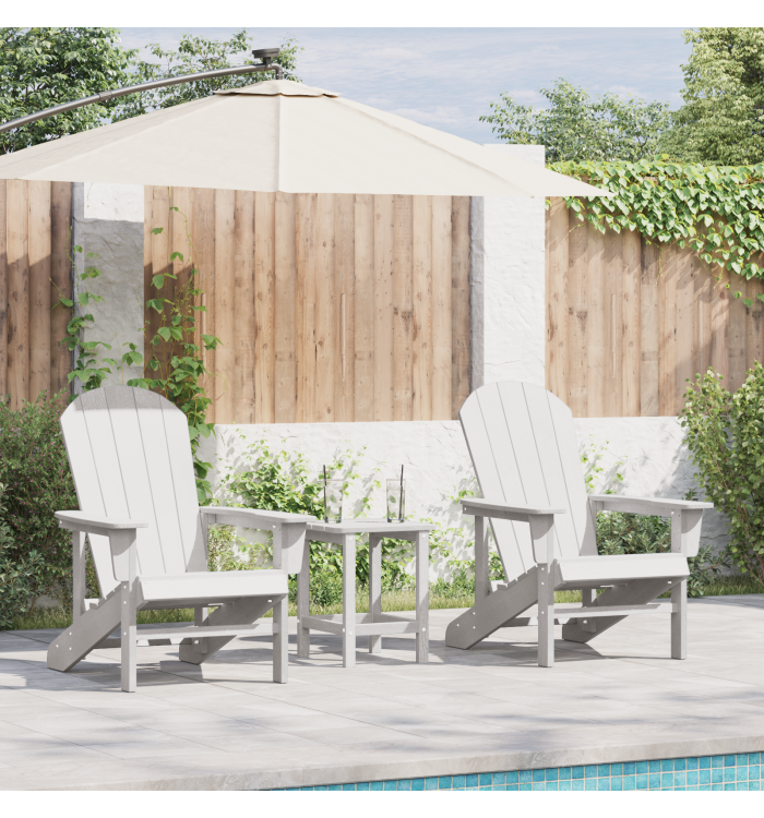Ensemble de jardin 3 pièces blanc HDPE | Mobilier & Déco