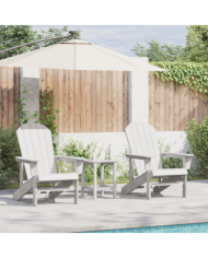 Ensemble de jardin 3 pièces blanc HDPE | Mobilier & Déco