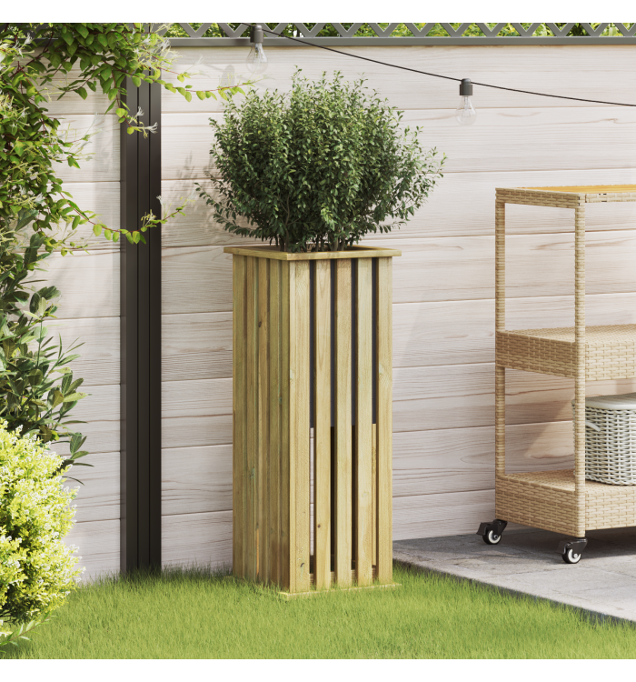 Jardinière avec Doublure 33x33x85 cm Bois Imprégné de Pin | Mobilier & Déco