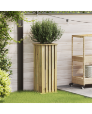 Jardinière avec Doublure 33x33x85 cm Bois Imprégné de Pin | Mobilier & Déco