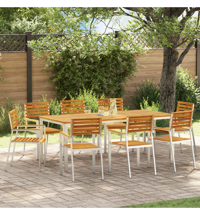 Chaises de jardin empilables 8 pcs 54.5x56x89 cm Bois massif d'acacia | Mobilier & Déco