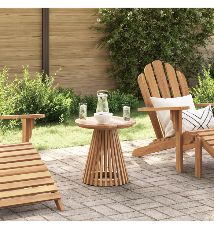Table d'appoint de jardin Ø50x49,5 cm en bois massif de teck | Mobilier & Déco