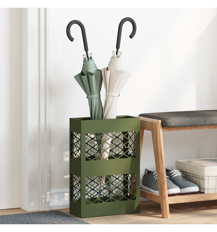 Porte-parapluies Vert olive Métal Moyen Porte-parapluies | Mobilier & Déco