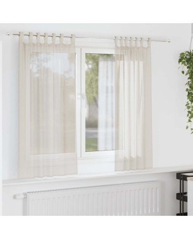Rideaux en voile avec passants 2 pcs crème | Mobilier & Déco