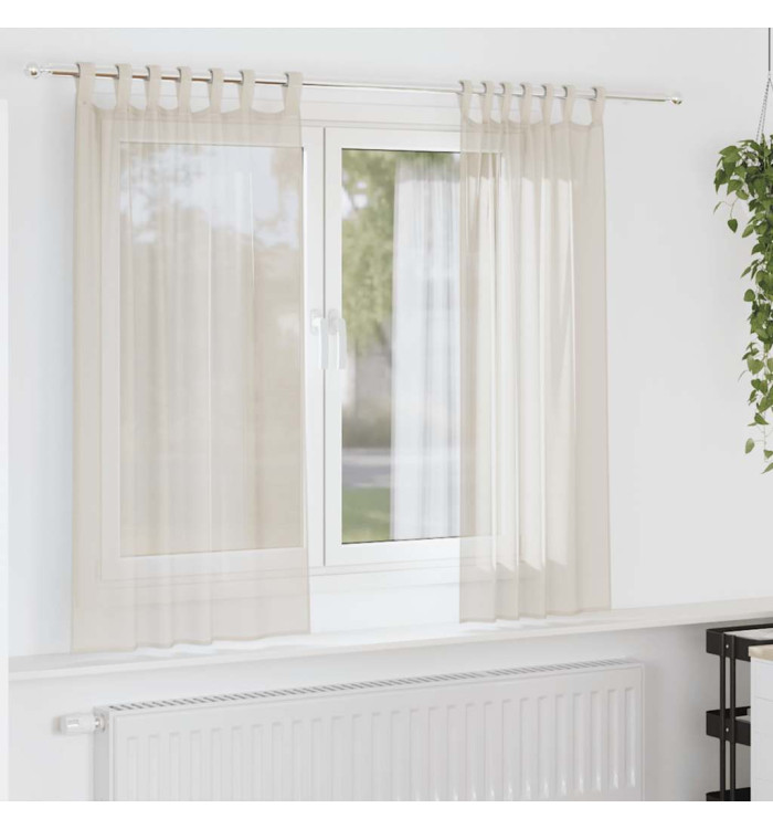 Rideaux en voile avec passants 2 pcs crème | Mobilier & Déco