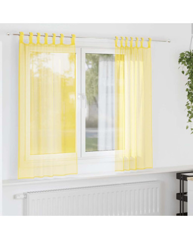 Rideaux en voile avec passe-tringles 2 pcs jaune | Mobilier & Déco