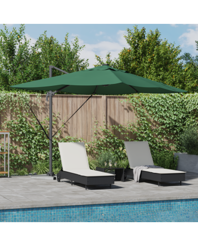 Parasol Déporté Roma avec LEDs Vert 352x251x265 cm Aluminium | Mobilier & Déco