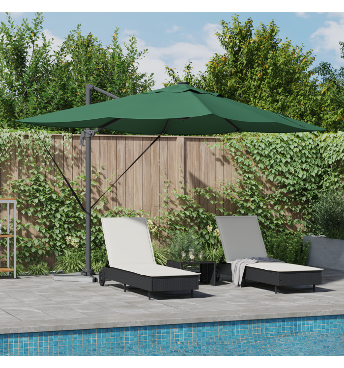 Parasol Déporté Roma avec LEDs Vert 352x251x265 cm Aluminium | Mobilier & Déco