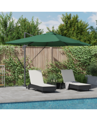 Parasol Déporté Roma avec LEDs Vert 352x251x265 cm Aluminium | Mobilier & Déco
