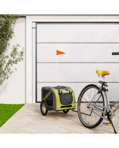 Remorque de vélo pour animaux de compagnie vert et gris | Mobilier & Déco