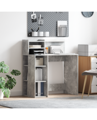 Bureau avec rangement Gris béton 90x48x101.5 cm Bois d'ingénierie | Mobilier & Déco