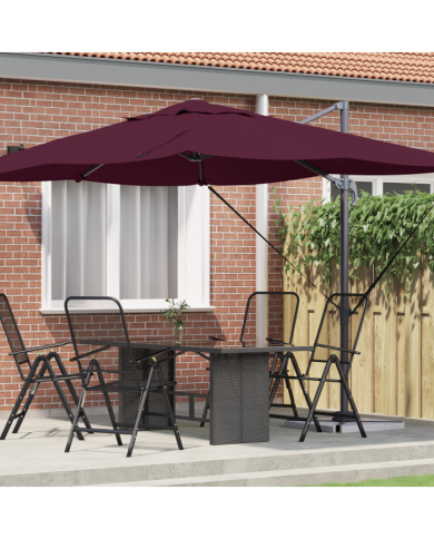 Parasol déporté Rouge Bordeaux Polyester, Acier Grand | Mobilier & Déco