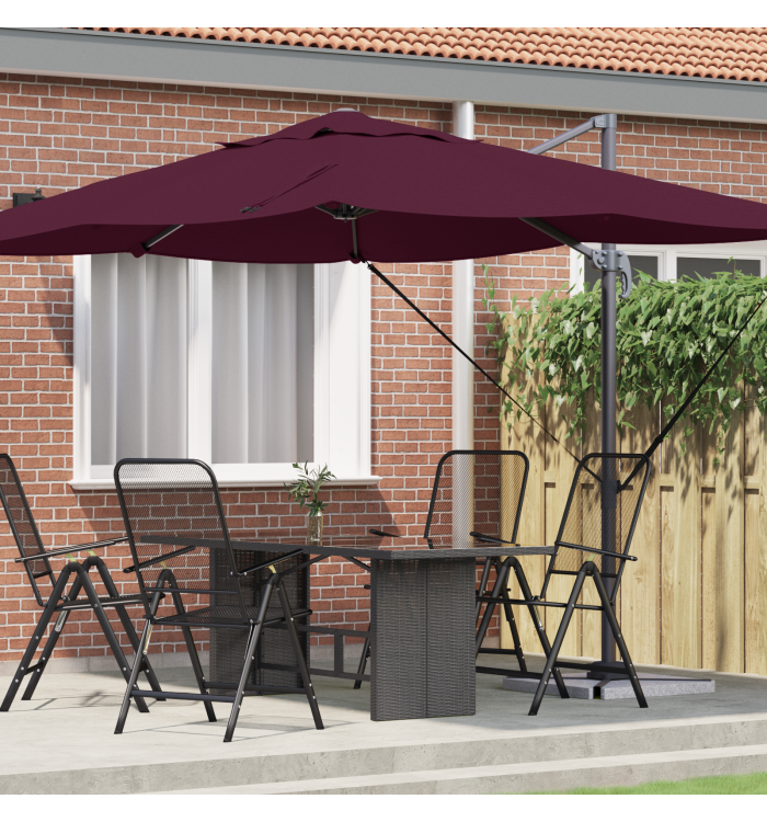 Parasol déporté Rouge Bordeaux Polyester, Acier Grand | Mobilier & Déco