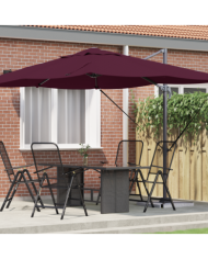 Parasol déporté Rouge Bordeaux Polyester, Acier Grand | Mobilier & Déco