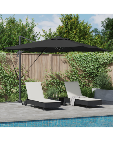 Parasol Déporté Roma avec LEDs Noir 286x285x270 cm Aluminium | Mobilier & Déco