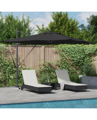 Parasol Déporté Roma avec LEDs Noir 286x285x270 cm Aluminium | Mobilier & Déco