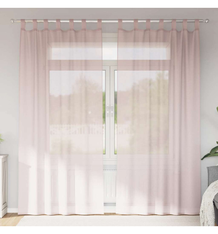Rideaux en voile avec passe-tringles 2 pcs rose clair | Mobilier & Déco