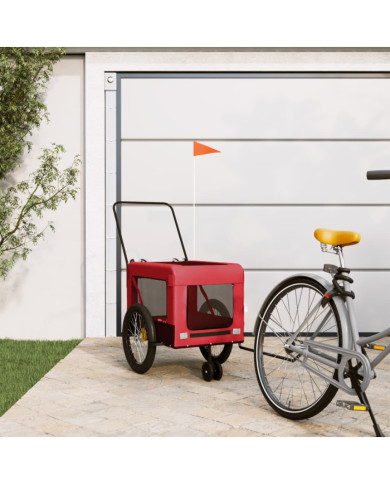 Remorque de vélo pour animaux de compagnie rouge et noir | Mobilier & Déco