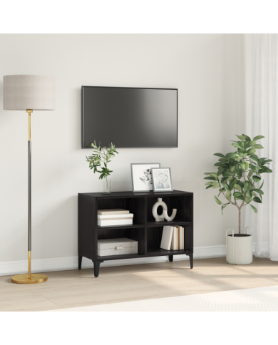 Centre de divertissement Chêne noir Bois d'ingénierie Moyen | Mobilier & Déco