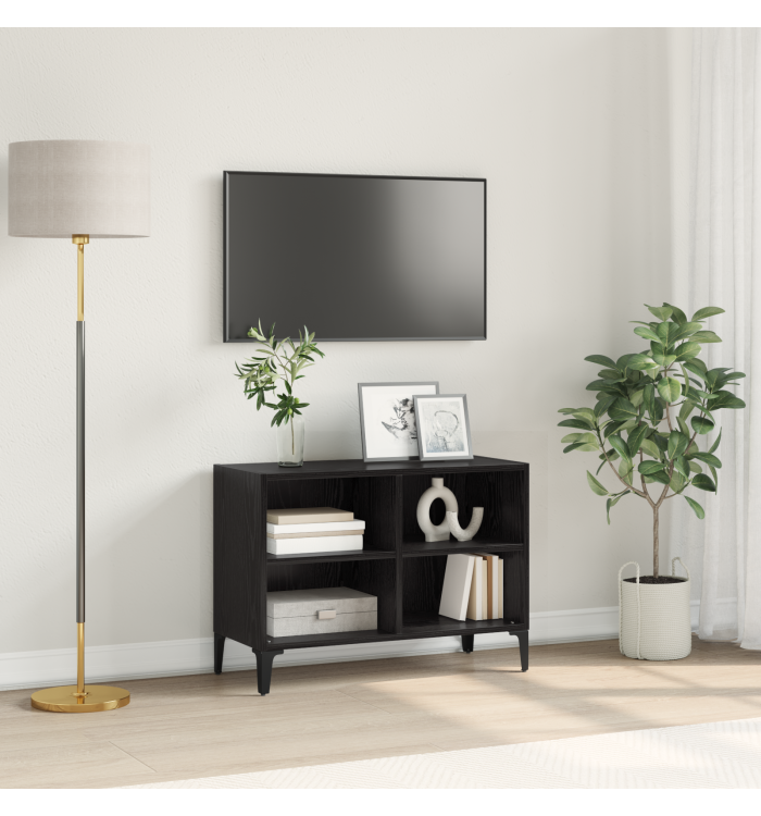 Centre de divertissement Chêne noir Bois d'ingénierie Moyen | Mobilier & Déco