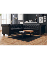 Canapé d'angle Chesterfield 5 places Cuir synthétique Noir | Mobilier & Déco