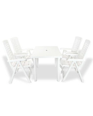 Mobilier à manger d'extérieur 5 pcs Plastique Blanc | Mobilier & Déco
