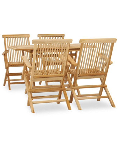 Ensemble à manger d'extérieur 5pcs Bois solide de teck | Mobilier & Déco