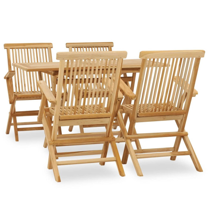 Ensemble à manger d'extérieur 5pcs Bois solide de teck | Mobilier & Déco